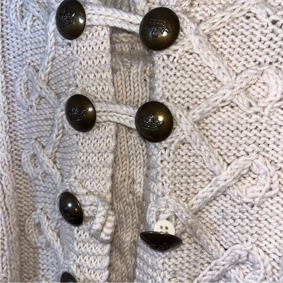 J. Crew Handknit Wool Fisherman’s Chunky Cardigan Sweater Buttons M - Picture 3 of 7